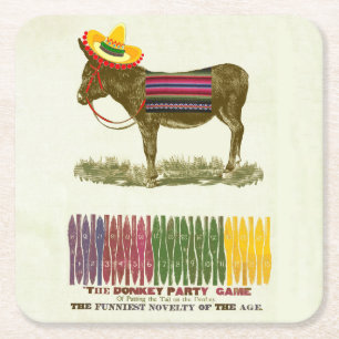 Pin the tail on the Donkey Square Paper Coaster