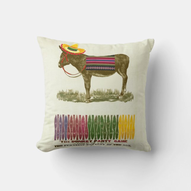 Pin the tail on the Donkey Throw Pillow (Front)