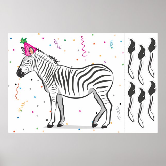 Pin the Tail on the Zebra Poster (Front)