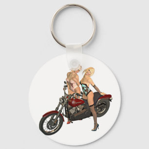 Pin-up biker girls keychain
