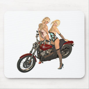 Pin-up biker girls mouse pad