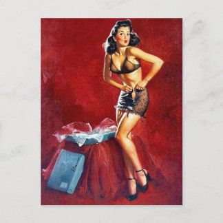 Pin-Up Getting Dressed Postcard