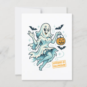 Pin-Up Ghost Girl – Spooky Cute Halloween Postcard