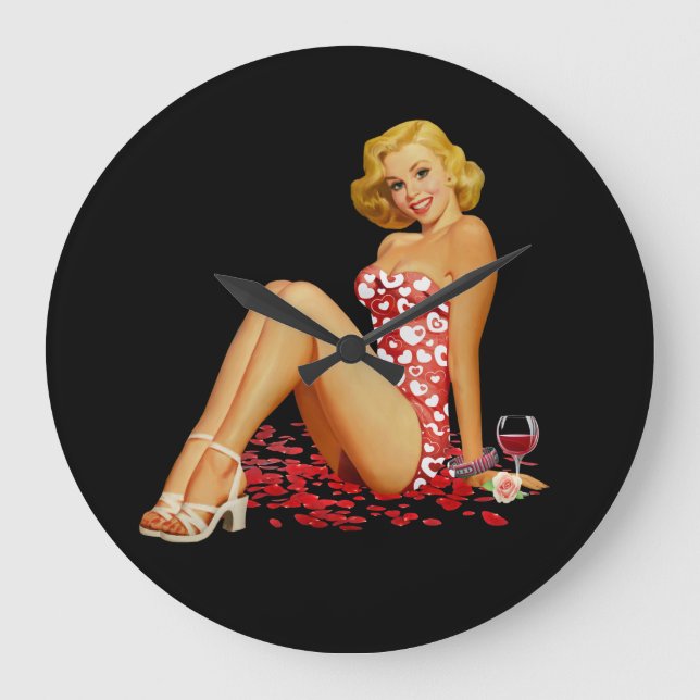 'Pin Up Girl' black clock with a sexy twist (Front)