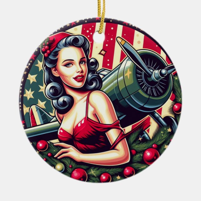 Pin-up Girl Christmas Ornament (Front)