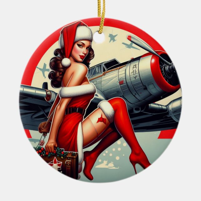 Pin-up Girl Christmas Ornament (Front)