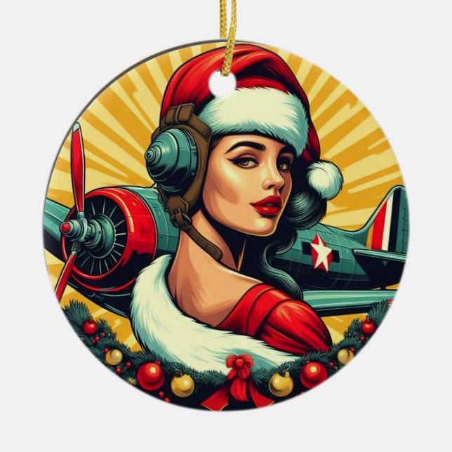 Pin-up Girl Christmas Ornament (Front)