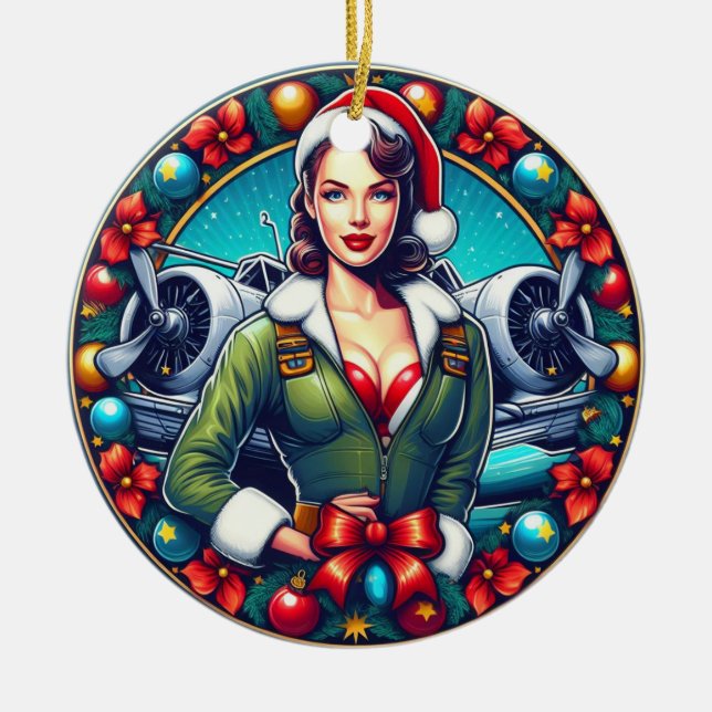 Pin-up Girl Christmas Ornament (Front)