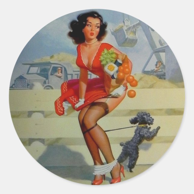 PIN UP GIRL  CLASSIC ROUND STICKER (Front)