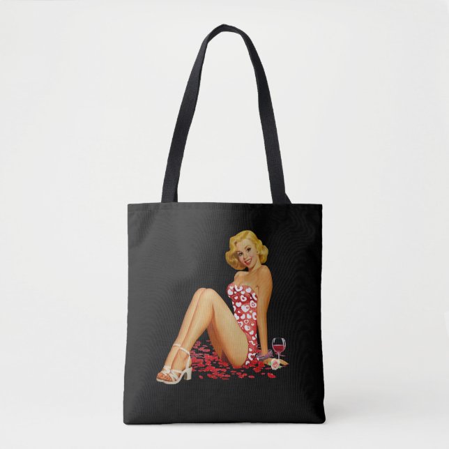 "Pin Up Girl", mignon, sexy, Sac fourre-tout noir (Devant)