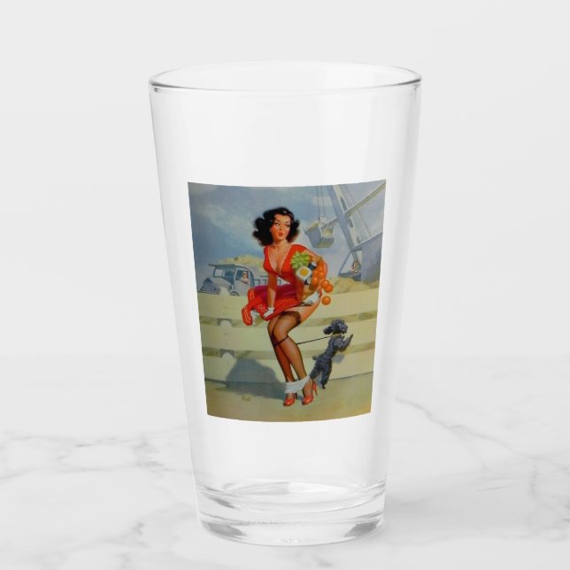 PIN UP GIRL PINT GLASS (Front)