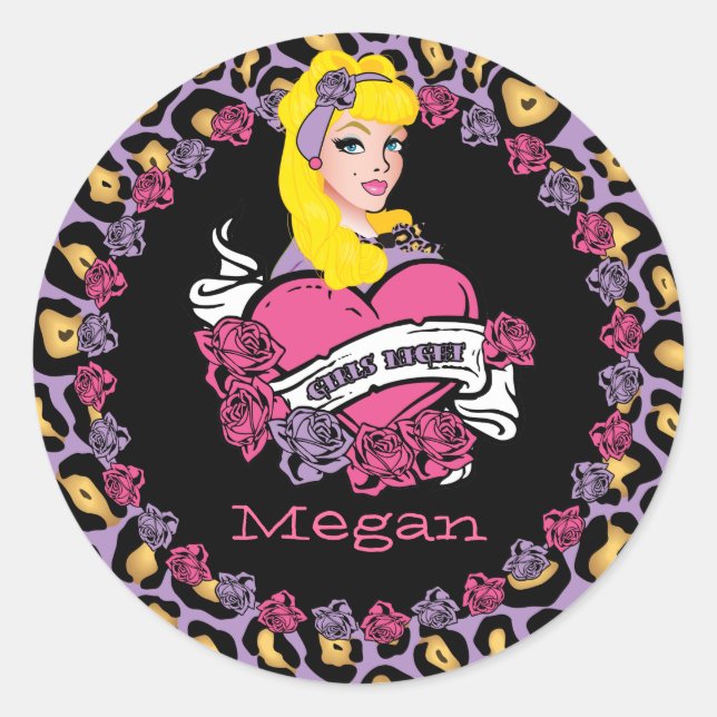 Pin-up Girl, Rock-a-Billy, Party Stickers (Front)