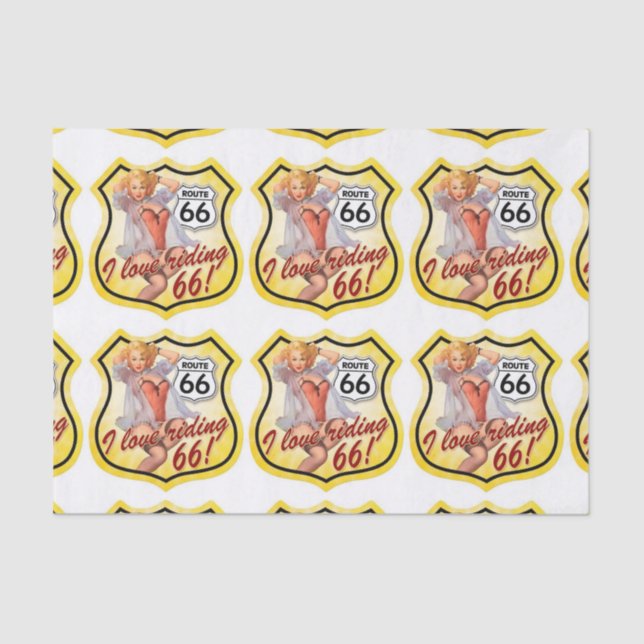 Pin Up Girl Route 66 Tissue Paper (Front)