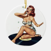 Pin Up Girl sitting on Record