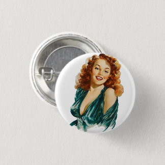 Pin Up Girl Vintage Art - Pinback Button