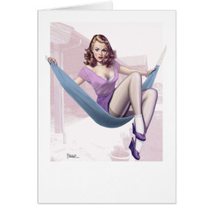 Pin-Up Girl with Urban Background Card