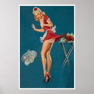 Pin Up Girls Art Cocktail Waitress Poster Print