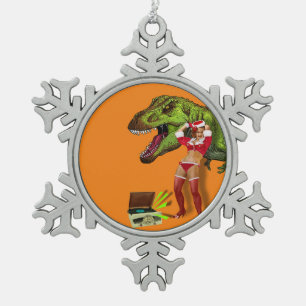 Pin-up Navideña Jurásica Snowflake Pewter Christmas Ornament