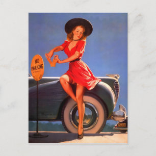Pin-Up Parking Ticket Postcard