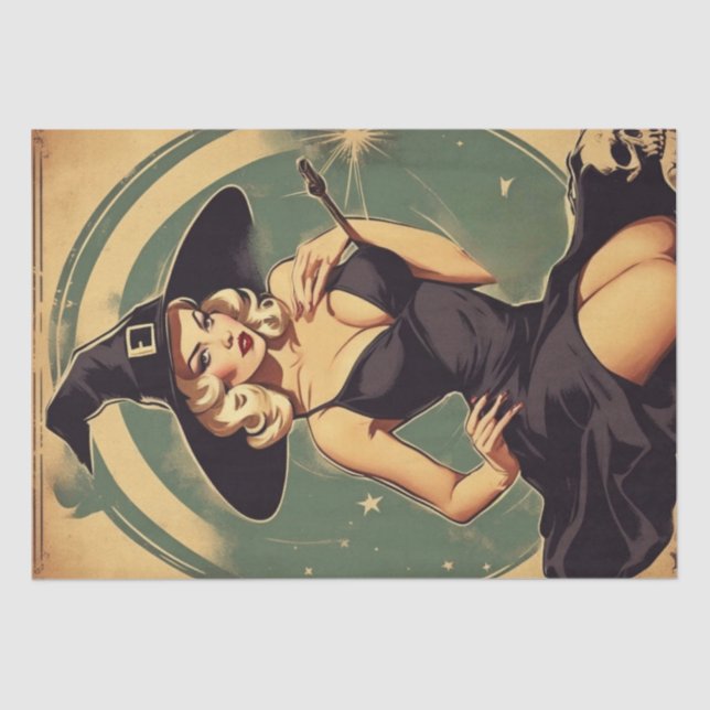 Pin-Up Potion: Retro Witch Decoupage Tissue Paper (Front)