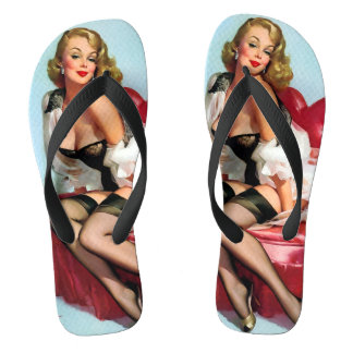 Pin up print flip flops