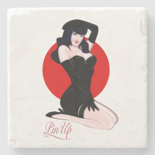 Pin up stone coaster