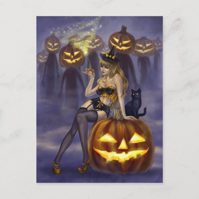 Pin-Up Witches - I Put A Spell On You Postcard (Front)