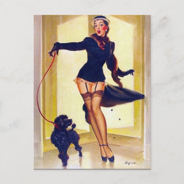 Pin-Up with Poodle Postcard (Front)