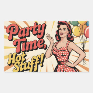Pin-up Woman with Red Polka-dot Dress Celebrating Sticker