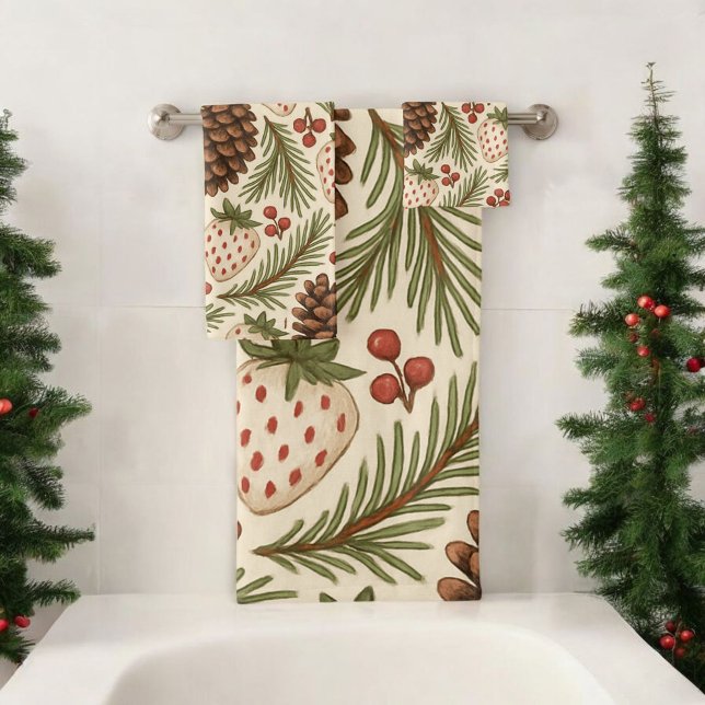 Pin vert rouge et Berry Holiday Aquarelle rustique (Créateur téléchargé)