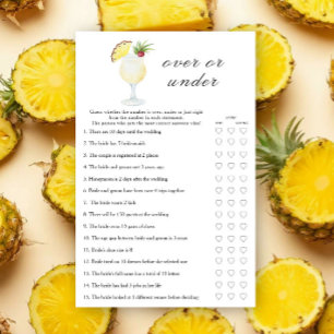 Pina Colada Bridal shower - Over or under game
