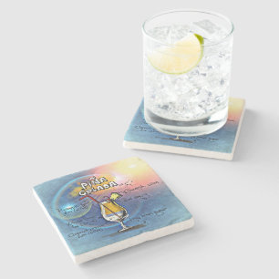 Pina Colada Cocktail (#5 of 12 Drink Recipe Sets) Stone Coaster