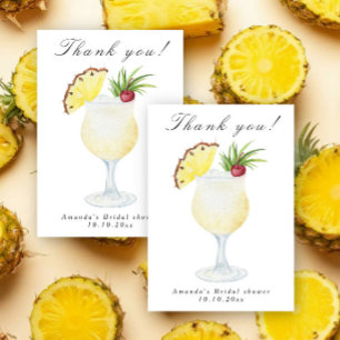 Pina Colada Cocktail Bridal Shower Thank You Card