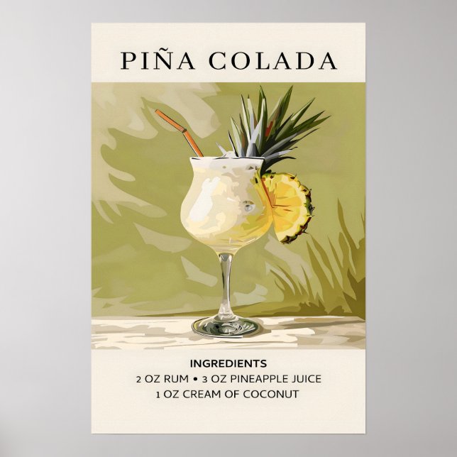 Pina Colada cocktail Poster (Front)