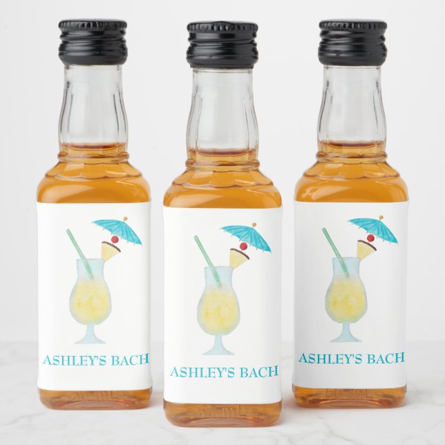 Piña Colada Cocktail Wedding Favour Bachelorette Liquor Bottle Label (Bottles)