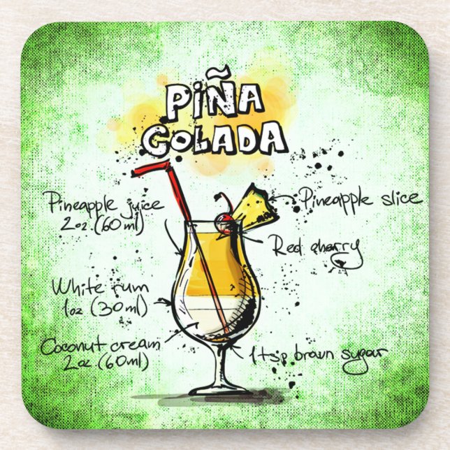 Pina Colada Drink Recipe Coaster (Front)