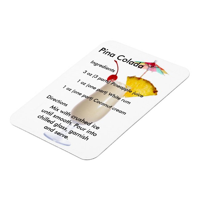 Pina Colada Drink Recipe Magnet (Left Side)