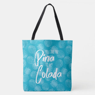 Pina Colada Hawaiian Pineapple Teal Reversible Tote Bag
