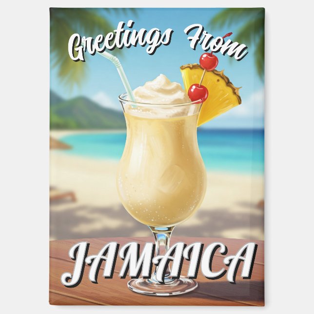 Pina Colada Jamaica Beach Travel Magnet (Front)