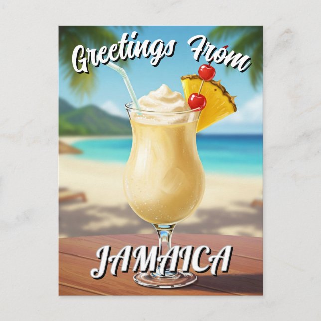 Pina Colada Jamaica Beach Travel Postcard (Front)