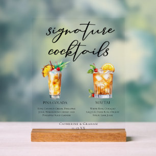 Piña Colada Mai Tai Coastal Wedding Cocktails Acrylic Sign