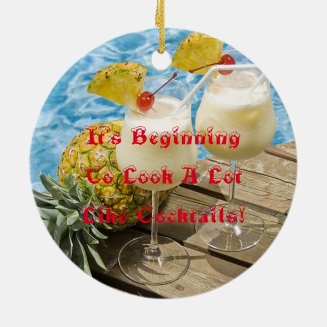 piña colada pineapple ceramic ornament (Back)