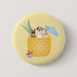 Pina Colada Pineapple Dogs 2 Inch Round Button