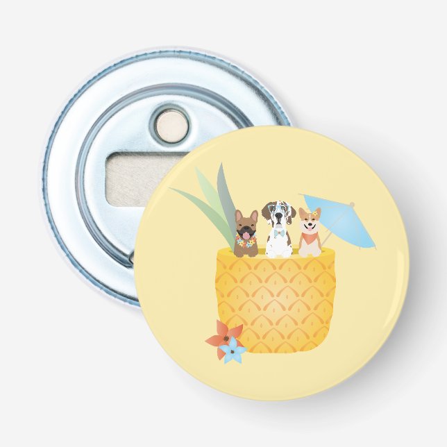 Pina Colada Pineapple Dogs Bottle Opener (Front)