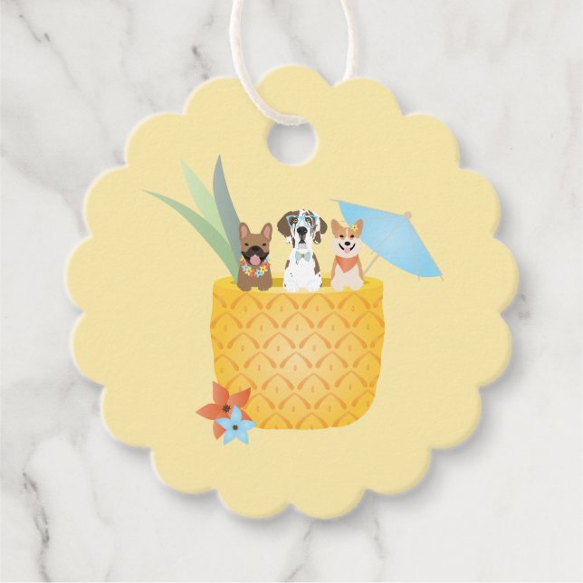 Pina Colada Pineapple Dogs Favour Tags (Front)