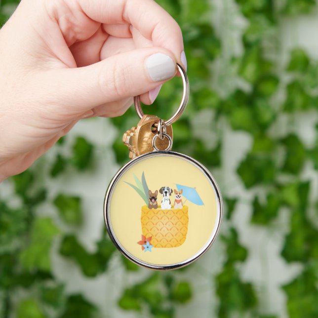 Pina Colada Pineapple Dogs Keychain (Hand)