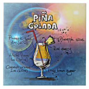 Pina Colada Recipe Bar Blue Tile