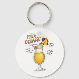 PINA COLADA RECIPE COCKTAIL ART KEYCHAIN