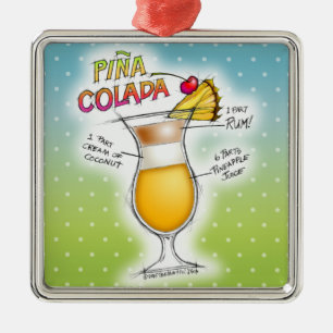 PINA COLADA RECIPE COCKTAIL ART METAL ORNAMENT