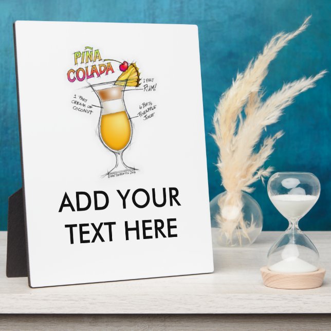 PINA COLADA RECIPE COCKTAIL ART PLAQUE (Side)
